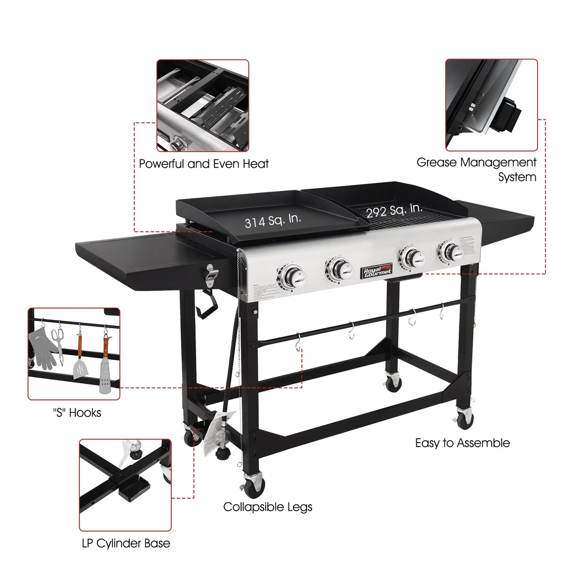 4-Burner Gas Grill and Griddle with Cover S29191