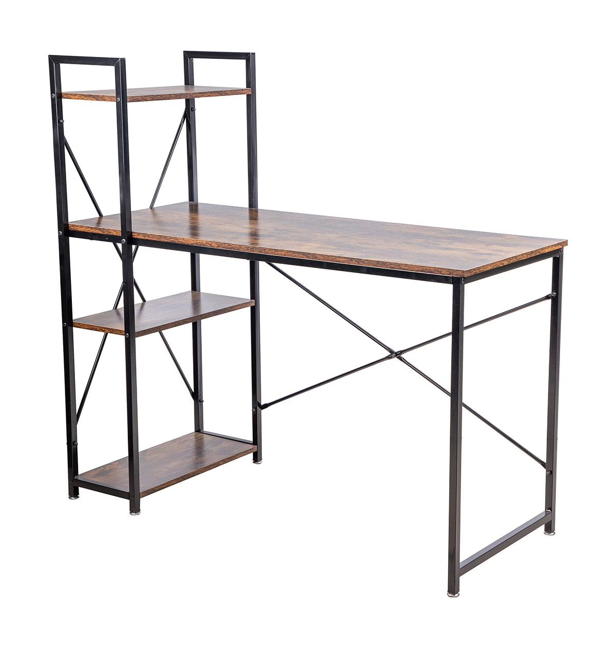 Black 47-inch Metal Computer Desk with 4-Tier Storage Shelves T175