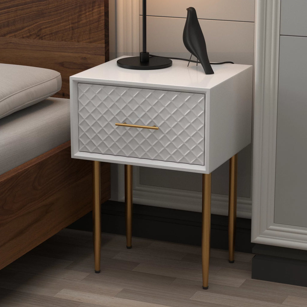 White Drawer Nightstand A473