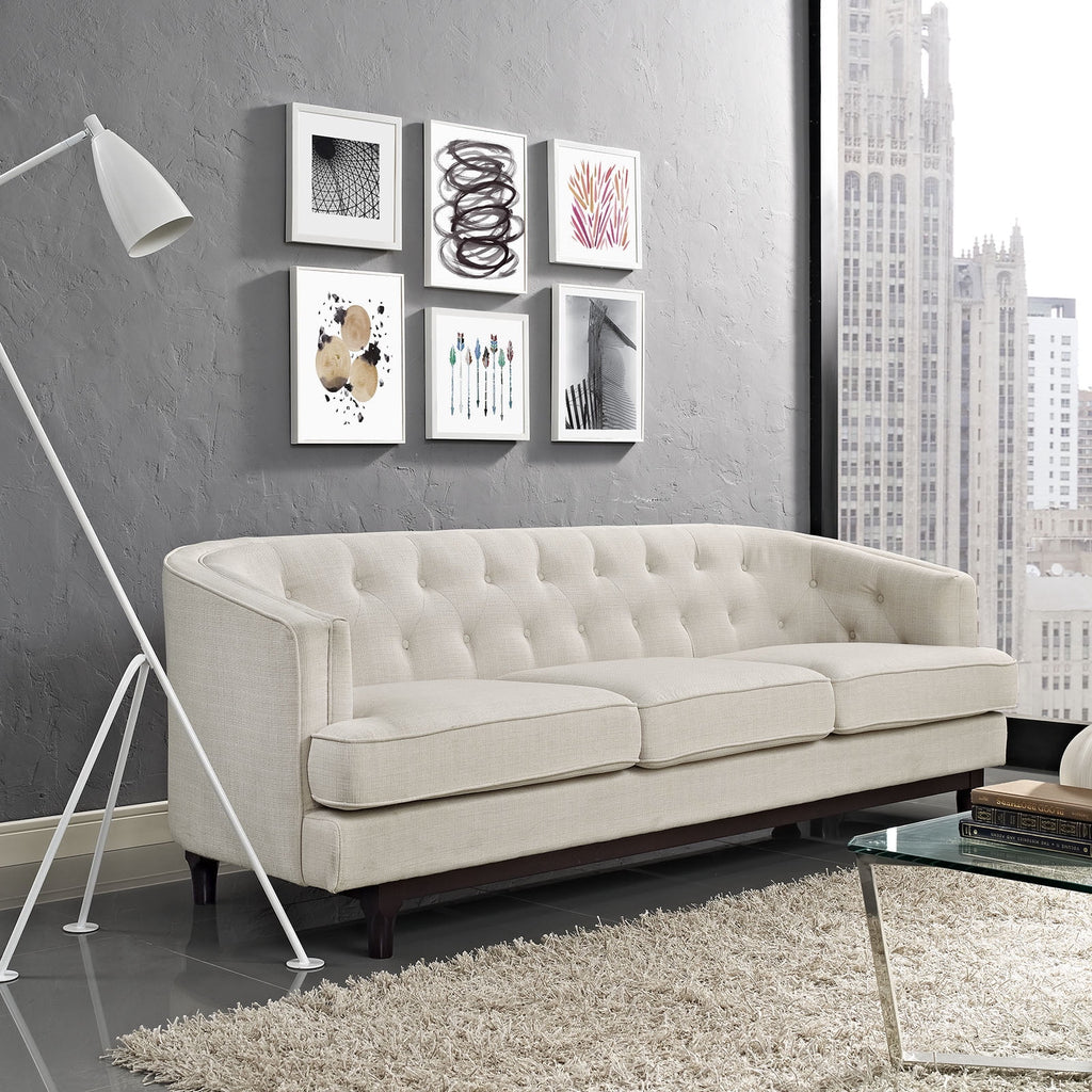 Beige Upholstered Fabric Sofa K17370