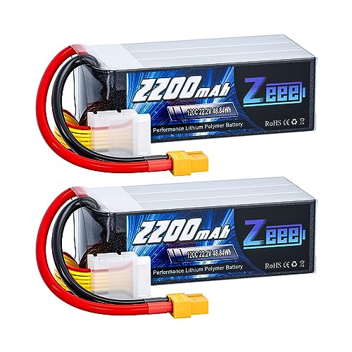 6S Lipo Battery 2200mAh 22.2V 120C Soft Case with XT60 Connector 2 Pack K103