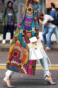 Print Patchwork Turndown Collar Outerwear N5879