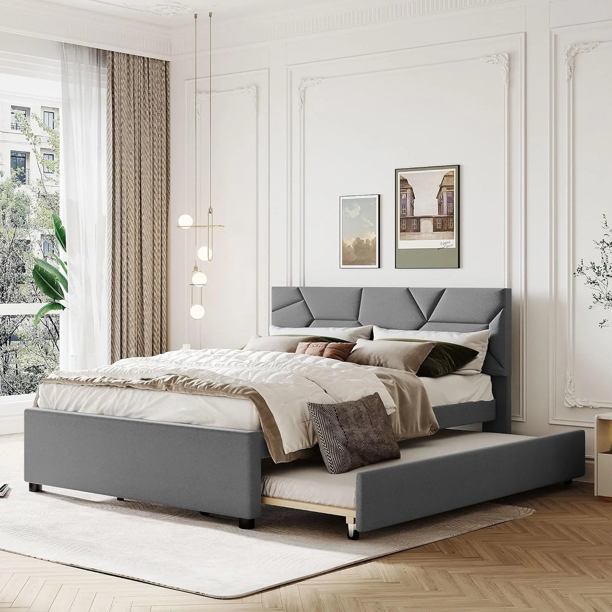 Grey Upholstered Bed U140