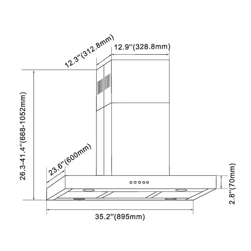 36 in. 350CFM Convertible Stainless Steel Range Hood with LED Lighting Q3216