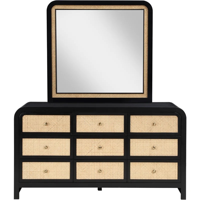 Black Ash Wood and Natural Cane Dresser D2268
