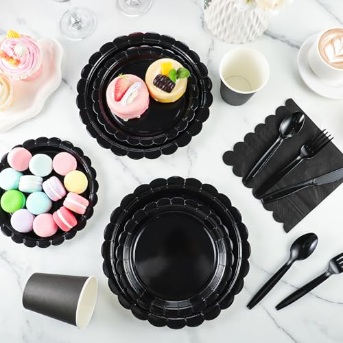 White Paper Plates and Napkins 350 Pcs Party Supplies Set V835