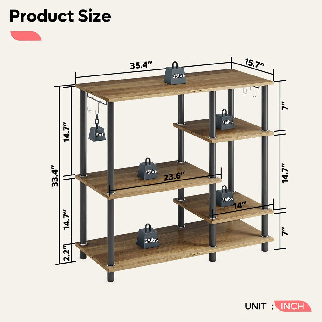 5 Tier Oak Baker's Rack D8105