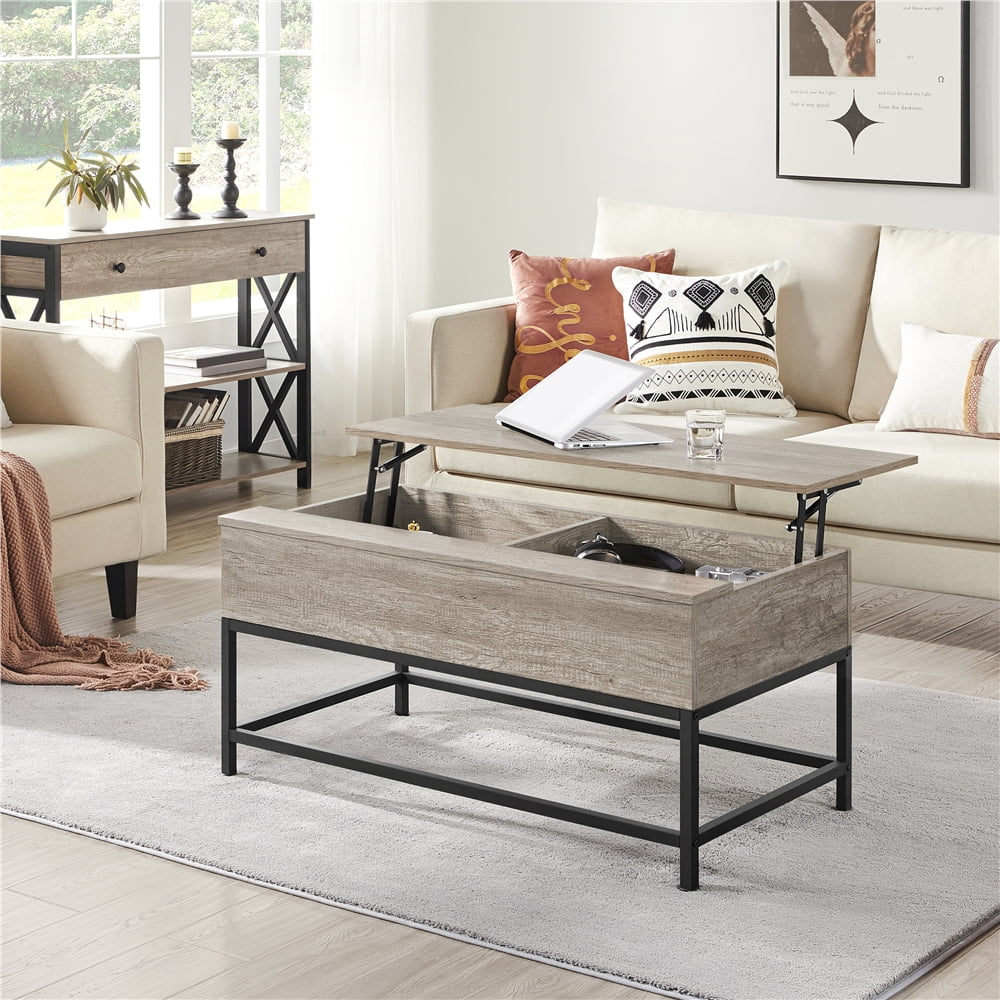 Rustic Gray Wood and Metal Lift Top Coffee Table S174230