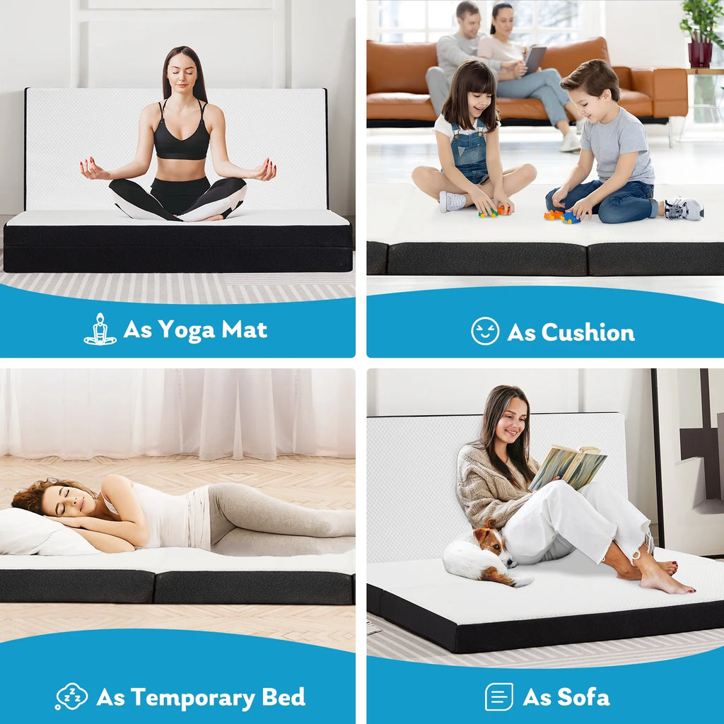 4 inches Tri-Fold Memory Foam Mattress Topper S38848