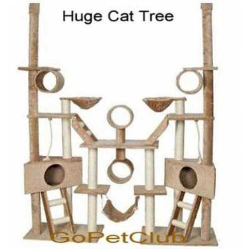 Beige Cat Tree with Ladders, Ropes, and Side Baskets E1459