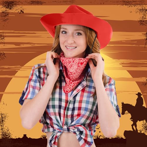 24 Pieces Disposable Plastic Cowboy Hat Set Felt Wide Brimmed J52523