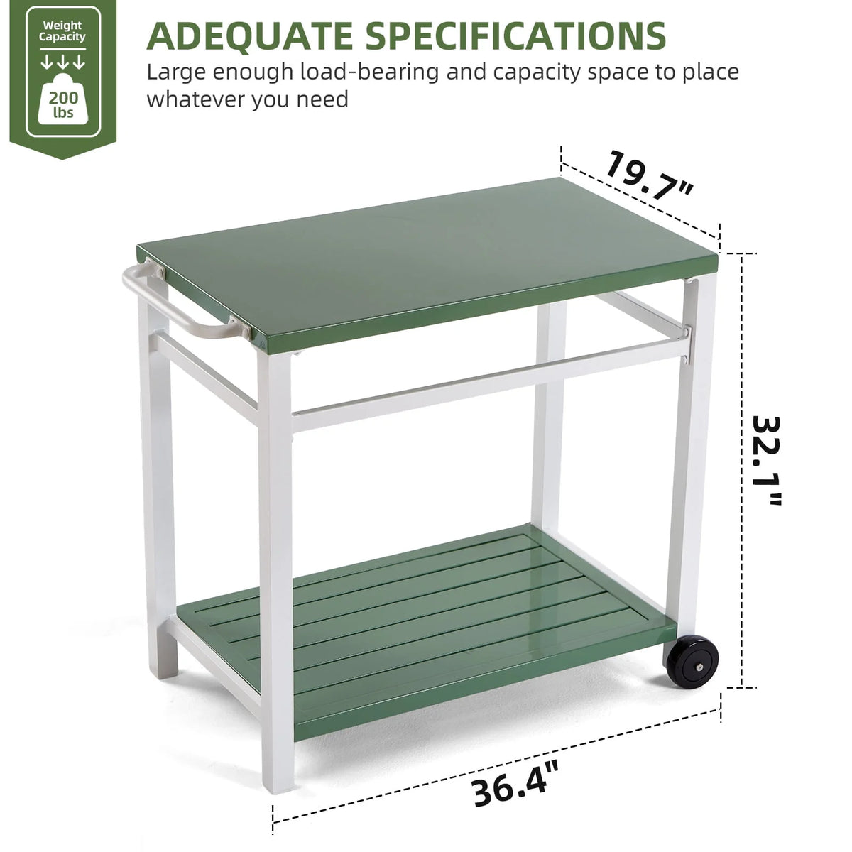 Outdoor Dining Cart Table Aluminum Grill Table with Wheels O8285