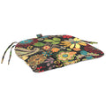 Multicolor Floral Rectangular Outdoor Chair Seat Cushion with Ties G183840