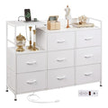 White 8 Drawer Fabric Dresser with Charging Station R526