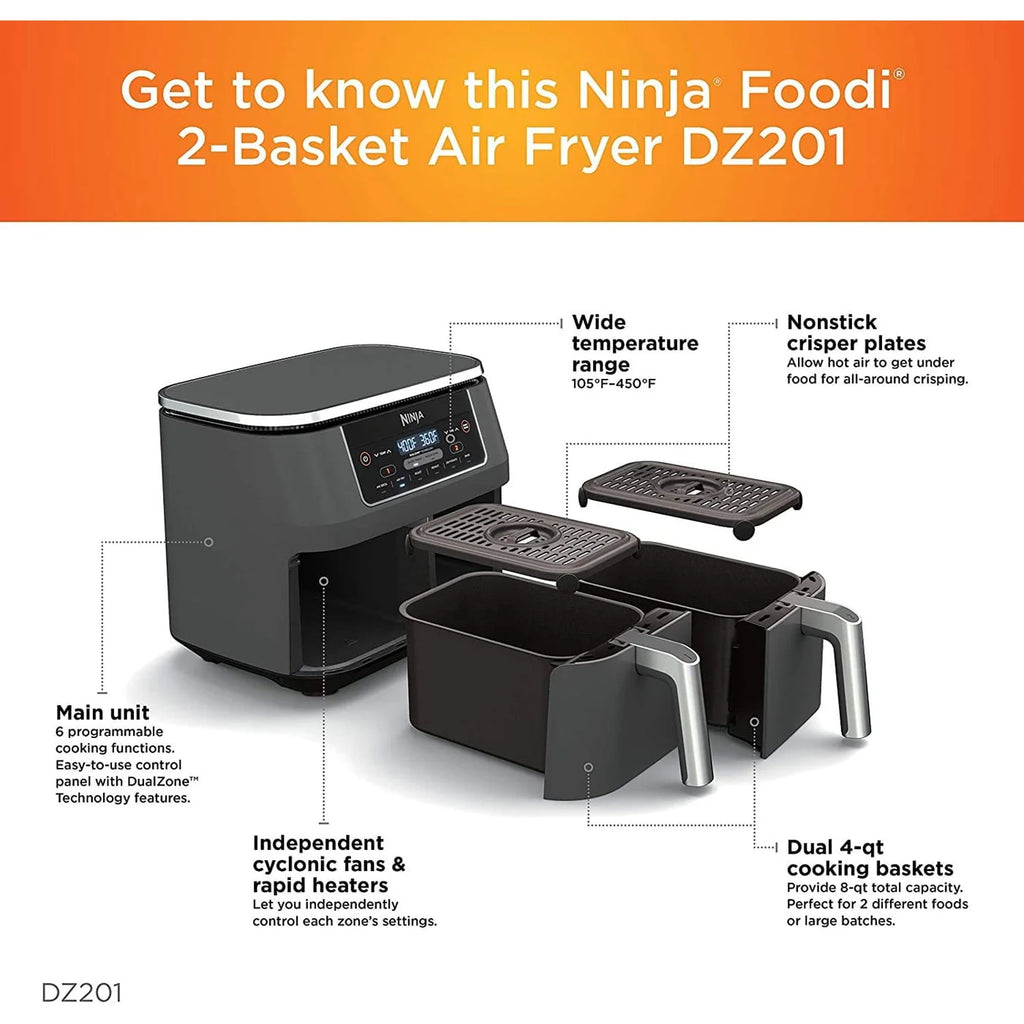 4-in-1 8-Quart 2-Basket Air Fryer C840
