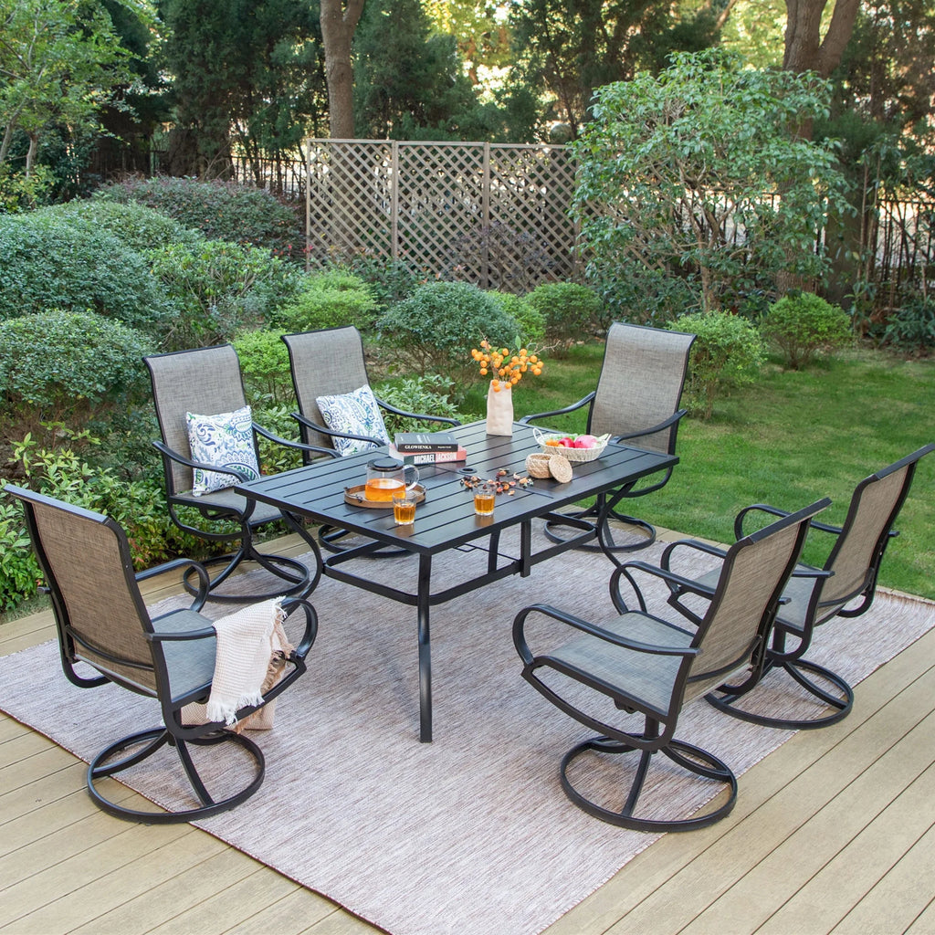 7-Piece Outdoor Dining Set with Swivel Chairs B9483