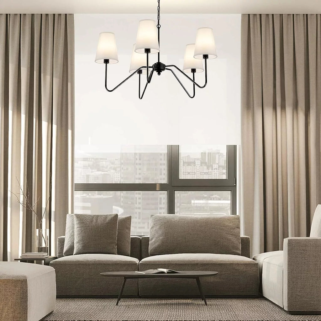 Modern 5-Arm Chandelier with White Shade M88838