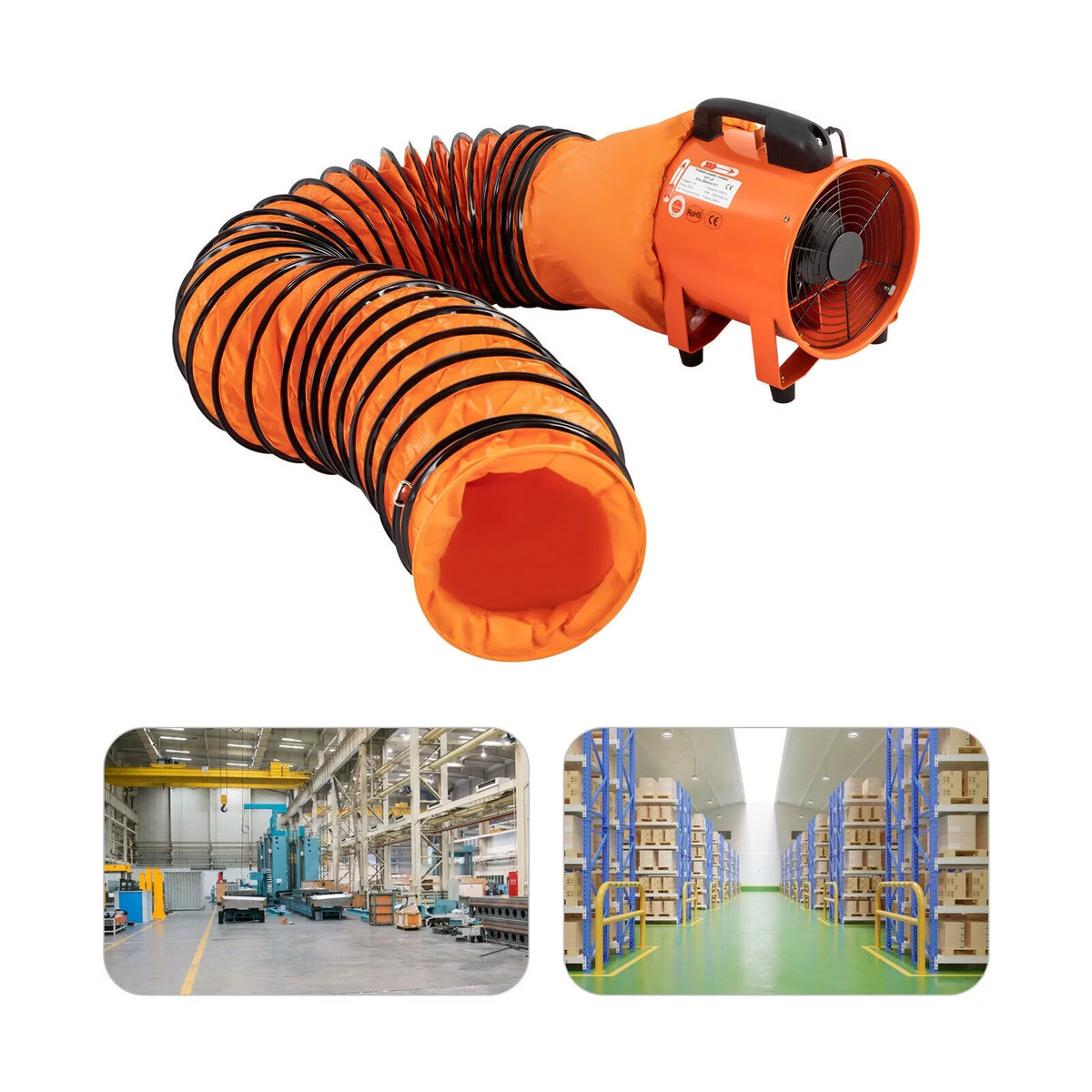 10 Inch Portable Ventilation Fan with 16 ft Duct Hose E15198