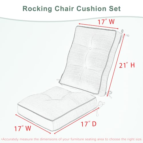 19 × 19 Inch Water Resistant Beige Tufted Patio Chair Cushions, 2 Pack Q770