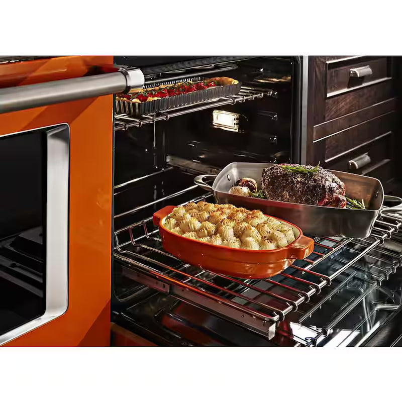 48 in. Smart Double Oven Dual Fuel Range with True Convection in Scorched Orange Z588