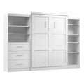 White Wood Queen Storage Wall Bed F633