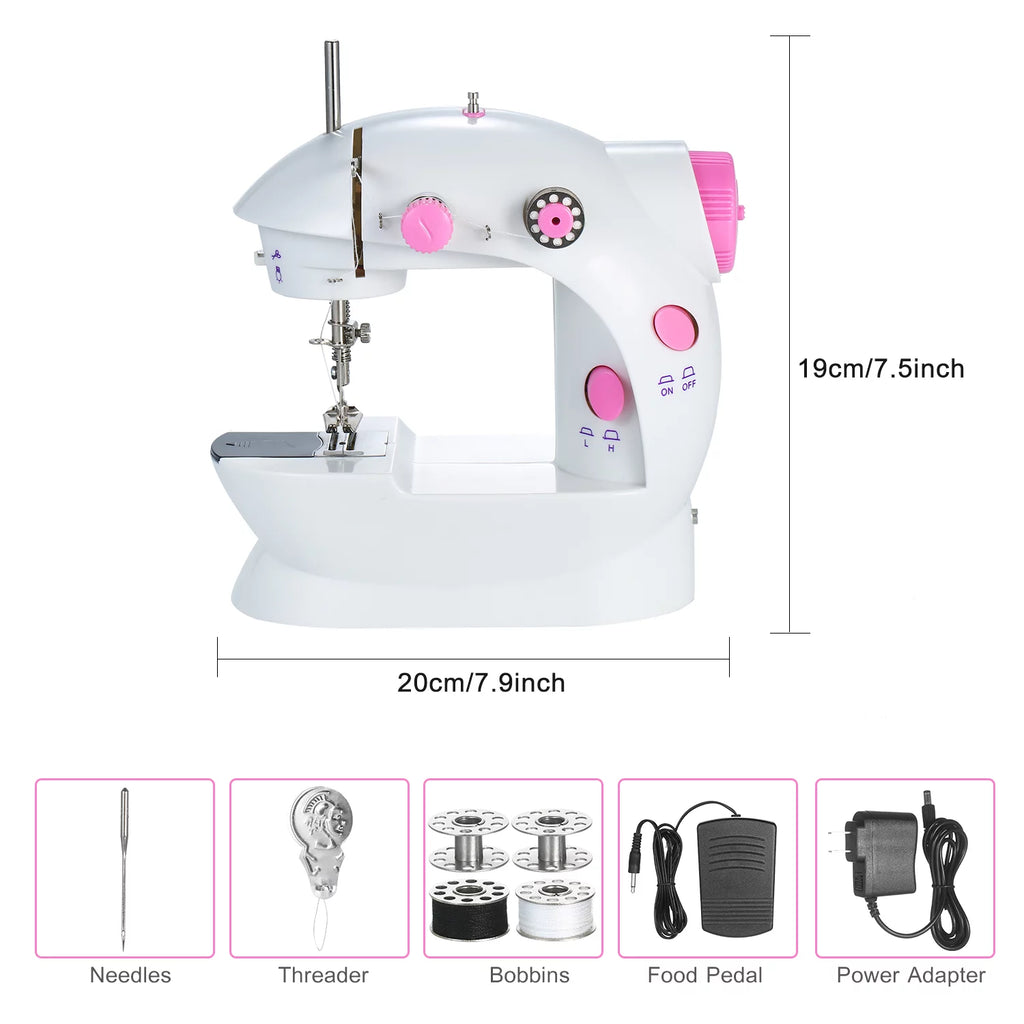 Adjustable 2-Speed Portable Electric Mini Sewing Machine with Lights and Cutter V3153