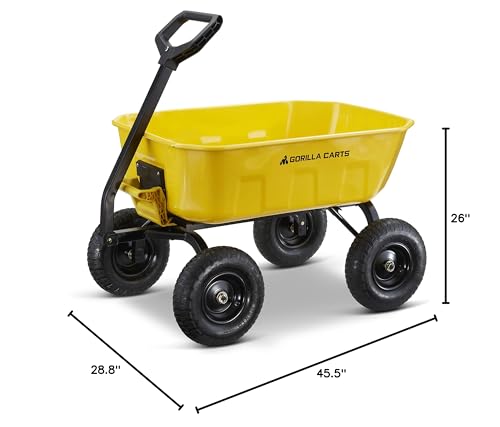 Heavy Duty Steel Yard Dump Cart Garden Wagon with 13 Inch Tires D444
