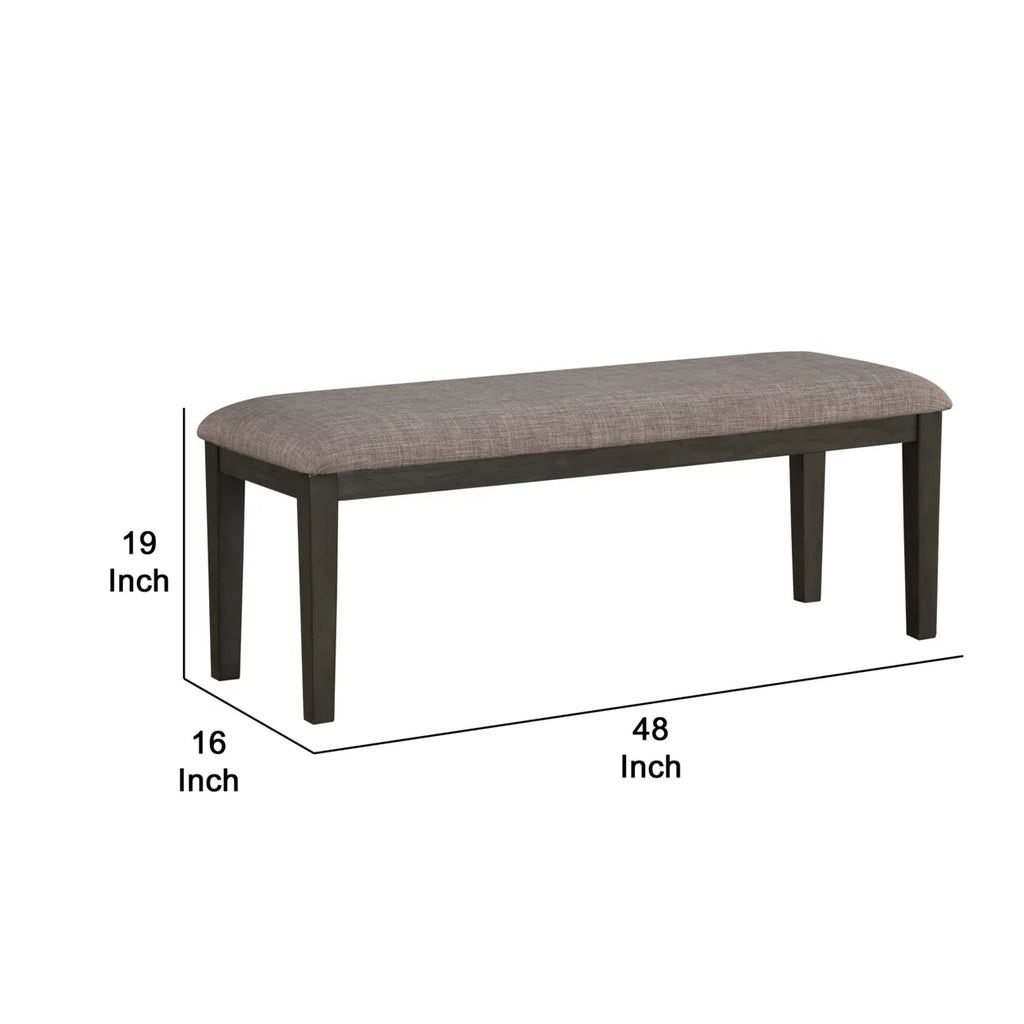 Gray and Beige Fabric Upholstered Wooden Bench I567