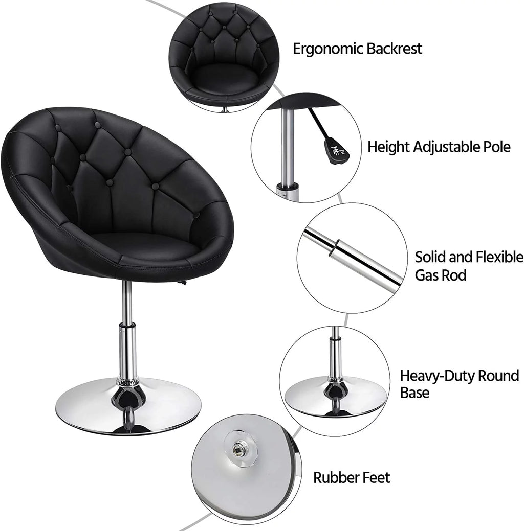 Adjustable Swivel Round Leather Chair with Wheels L659433