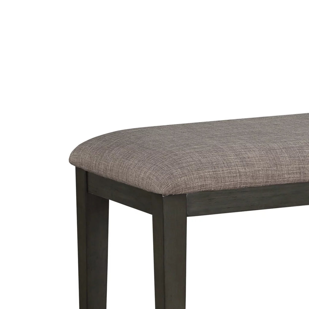 Gray and Beige Fabric Upholstered Wooden Bench I567