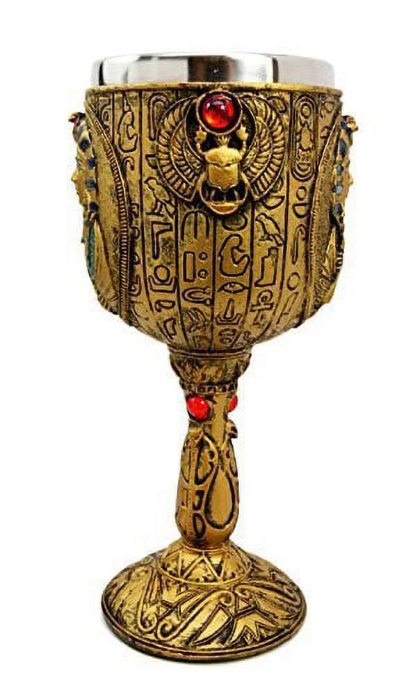 Golden Hieroglyphic Design 6oz Wine Goblet H962