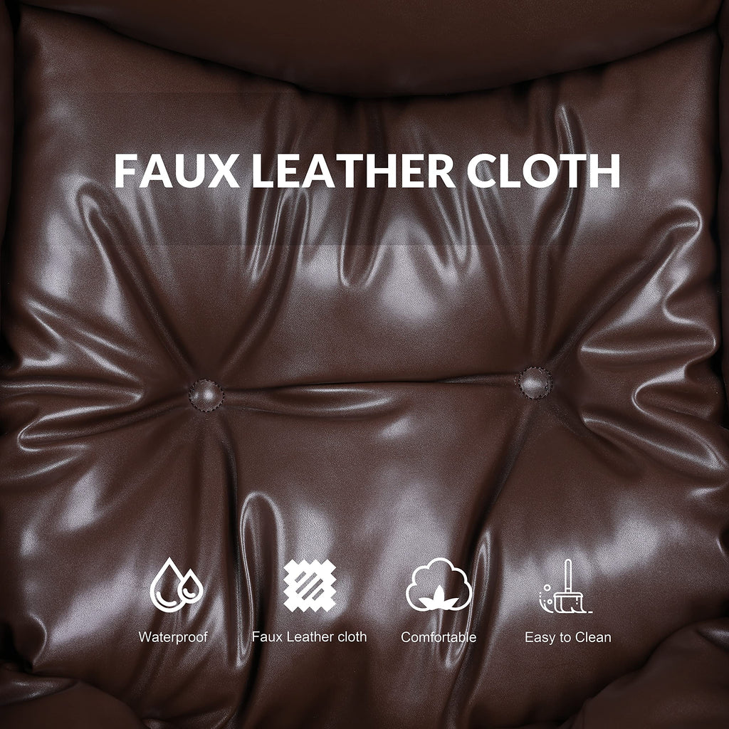 Brown PU Leather Reclining Armchair with Side Pocket V11228