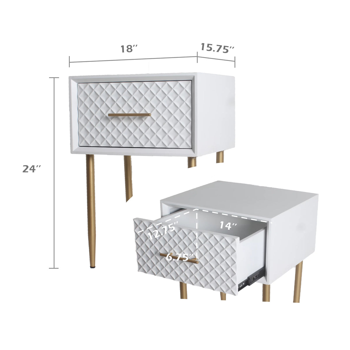 White Drawer Nightstand A473