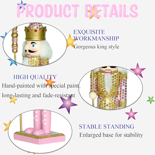 15 Inch Pink Wooden Nutcracker Ornaments Q902