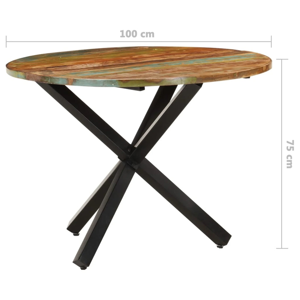 Round Solid Reclaimed Wood Dining Table Y12855