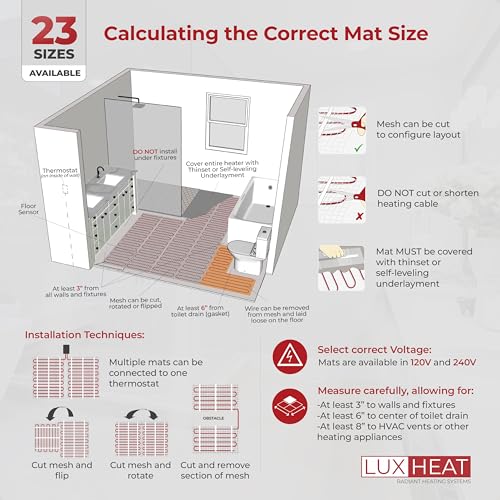 70sqft 120v Floor Heating Mat Kit with WiFi Thermostat R7937