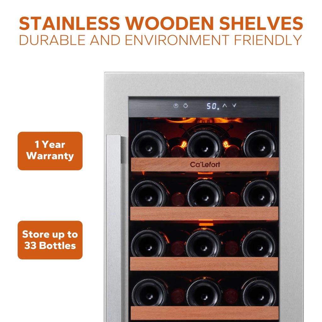30 inch 66 Bottle Dual Zone Stainless Steel Wine Cooler Refrigerator O8972