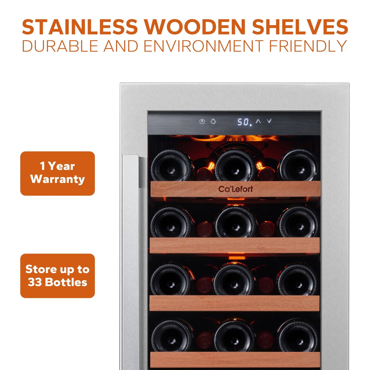 30 inch 66 Bottle Dual Zone Stainless Steel Wine Cooler Refrigerator O8972