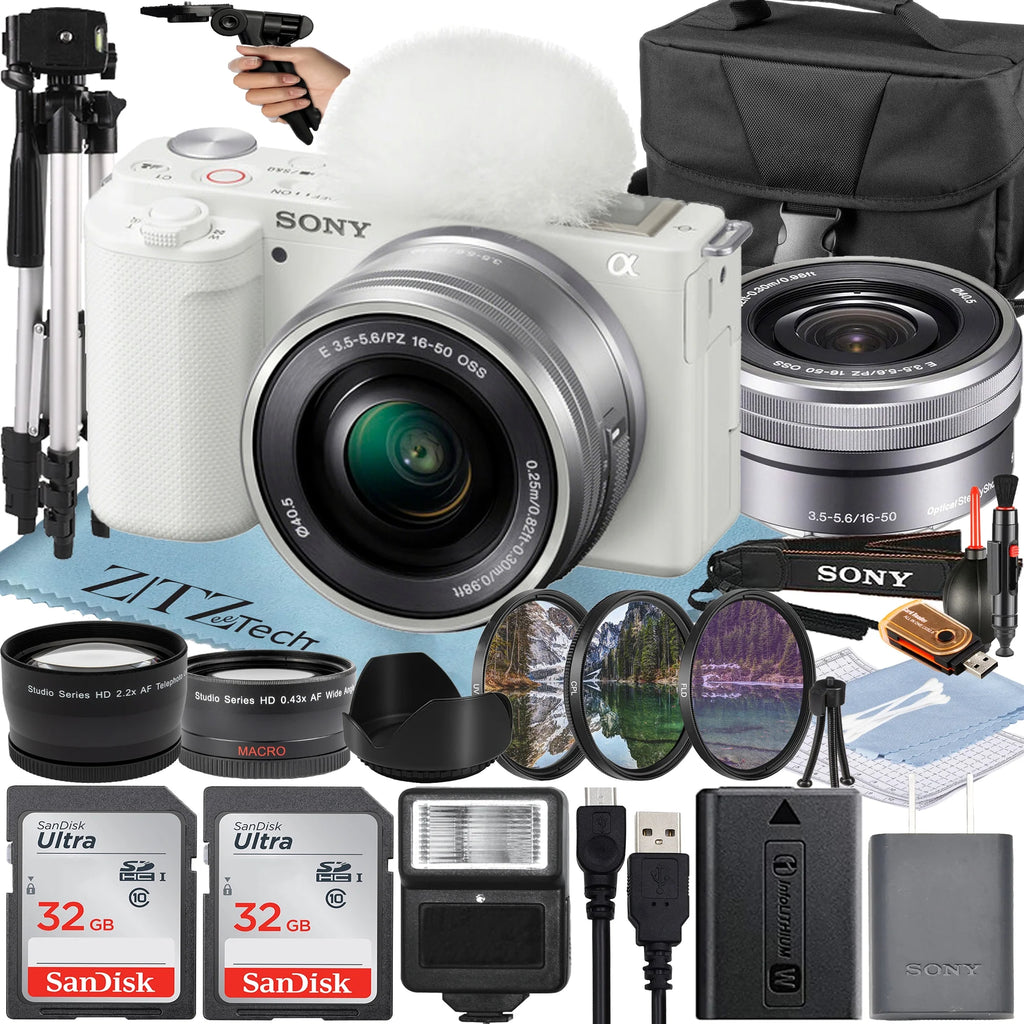 White Mirrorless Camera with 16-50mm Lens O244020