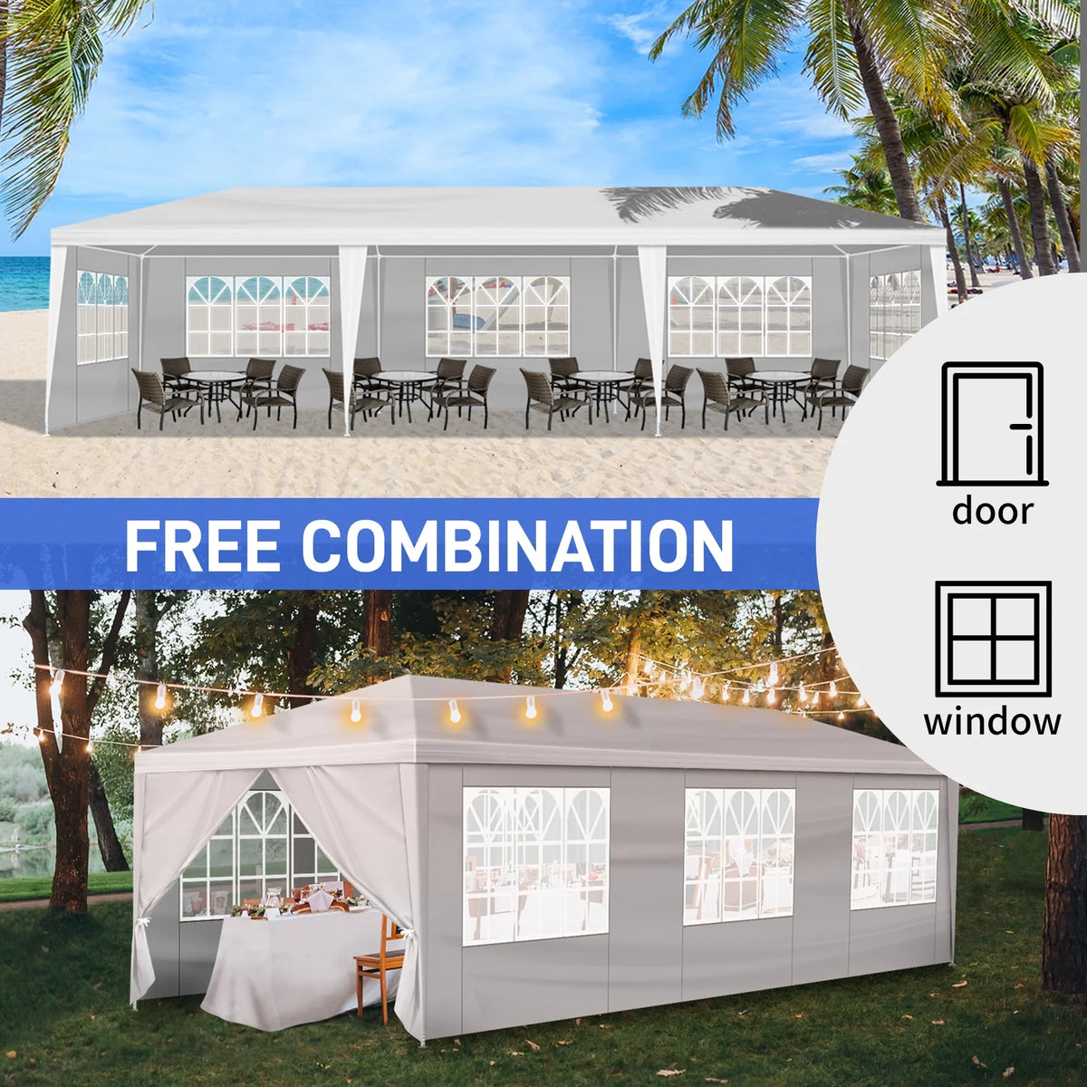 10'x30' Canopy Tent with Removable 5 Sidewall White I571