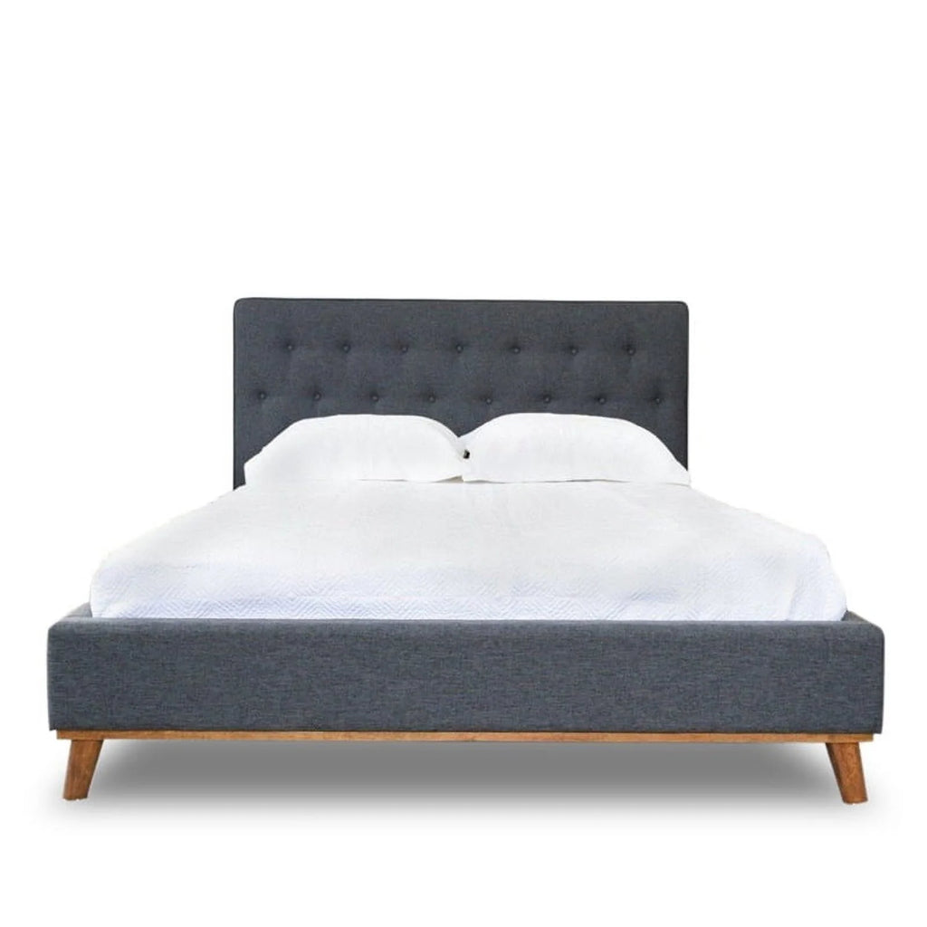 Queen Platform Bed 2 Nightstands 5-Drawer Dresser 4 Piece Set R834