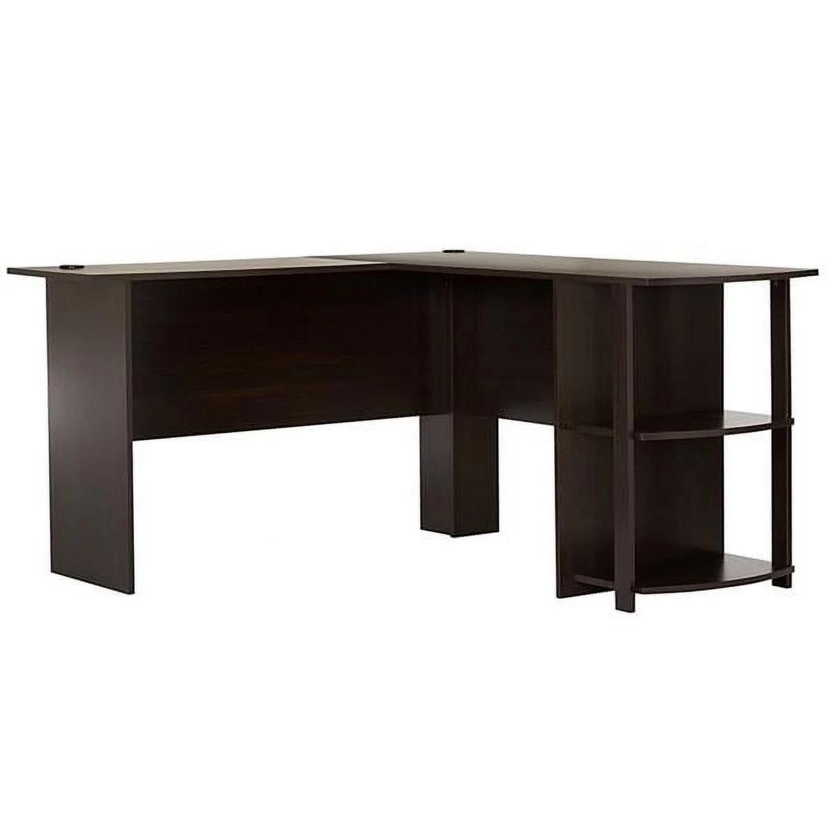 L-Shaped Wood Computer Desk with Bookshelves Dark Brown V79865
