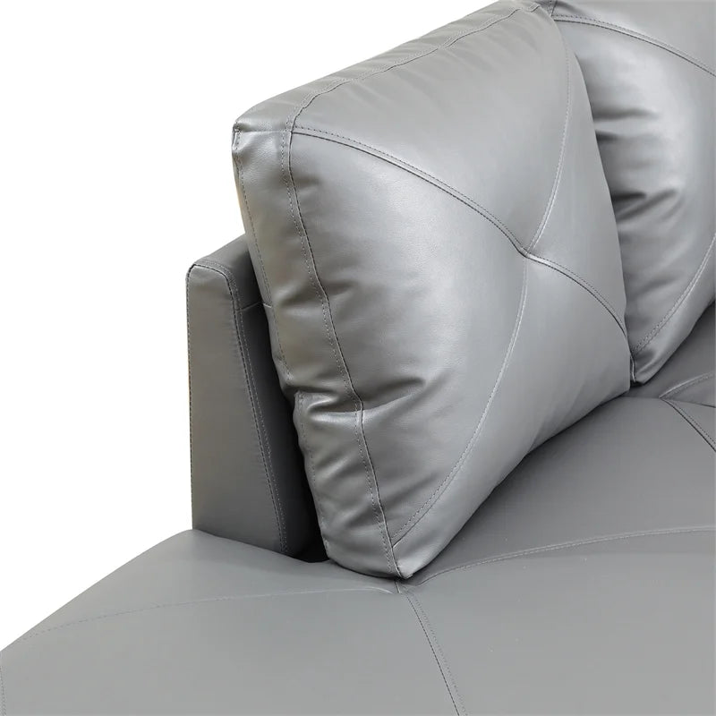 Faux Leather Left Facing Sectional Grey V706