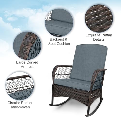 3 pcs PE Wicker Outdoor Rocking Chairs W519346