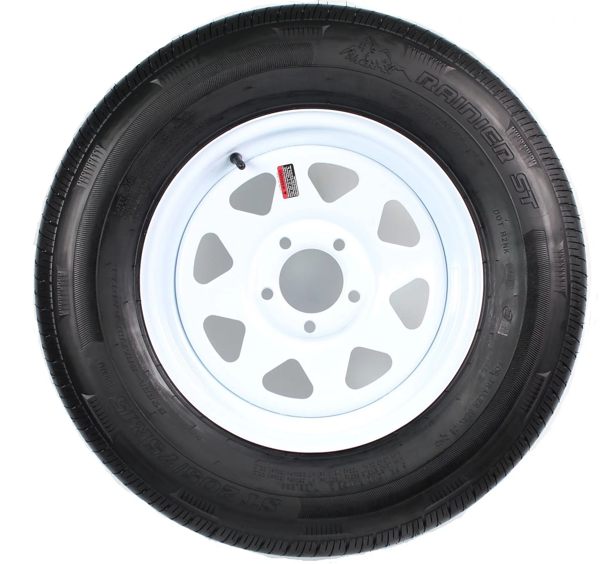 Trailer Tire Rim ST205/75R15 Load C 15X5 5-5 White Spoke Wheel Q50975