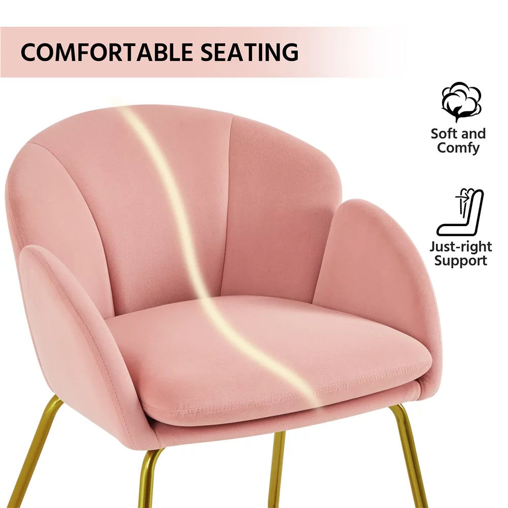 Velvet Dining Chair with Golden Metal Legs Y443571