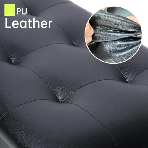 Solid Wood Padded Piano Bench with Storage X85461