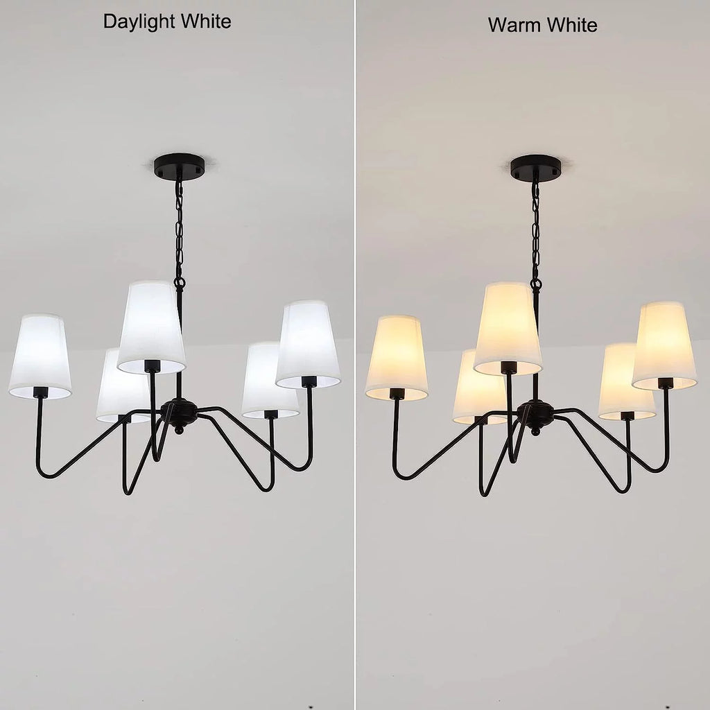 Modern 5-Arm Chandelier with White Shade M88838