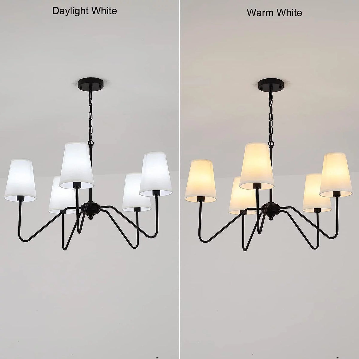 Modern 5-Arm Chandelier with White Shade M88838