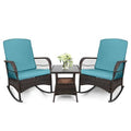 3 pcs PE Wicker Outdoor Rocking Chairs W519346